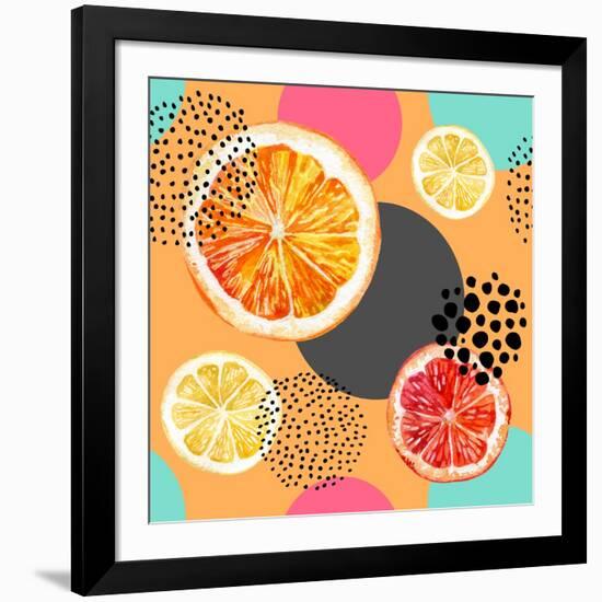 Fresh Citris and Colorful Circle Pattern-tanycya-Framed Art Print