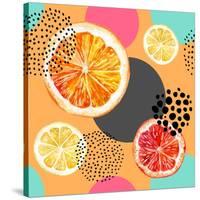 Fresh Citris and Colorful Circle Pattern-tanycya-Stretched Canvas