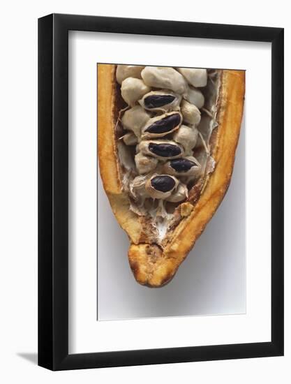 Fresh Cocoa Beans in Halved Cacao Fruit-Eising Studio - Food Photo and Video-Framed Photographic Print