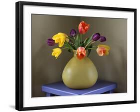Fresh-Cut Tulips in Antique Glass Vase-Steve Terrill-Framed Photographic Print