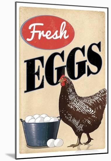 Fresh Eggs Chicken Hen Art Print Poster-null-Mounted Poster