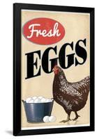 Fresh Eggs Chicken Hen Art Print Poster-null-Framed Poster