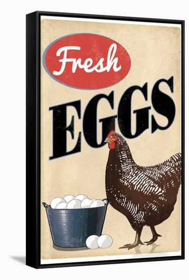 Fresh Eggs Chicken Hen Art Print Poster-null-Framed Stretched Canvas