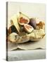 Fresh Figs and Cheese on Rustic White Bread-Ellen Silverman-Stretched Canvas