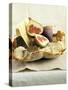 Fresh Figs and Cheese on Rustic White Bread-Ellen Silverman-Stretched Canvas