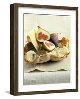 Fresh Figs and Cheese on Rustic White Bread-Ellen Silverman-Framed Photographic Print