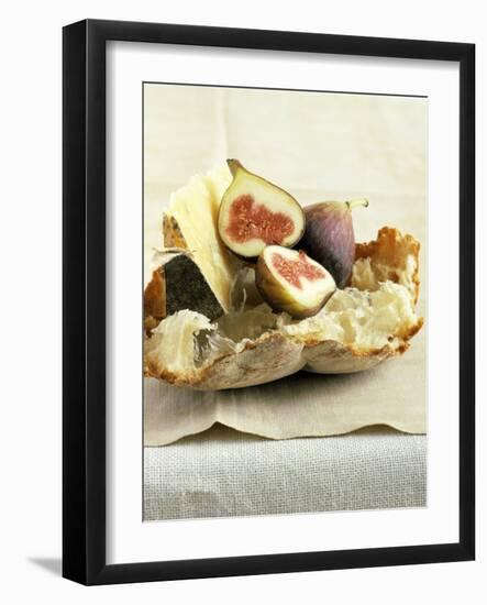 Fresh Figs and Cheese on Rustic White Bread-Ellen Silverman-Framed Photographic Print