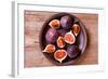 Fresh Figs in a Plate on Rustic Wooden Table-Marylooo-Framed Photographic Print