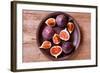 Fresh Figs in a Plate on Rustic Wooden Table-Marylooo-Framed Photographic Print