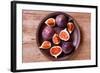 Fresh Figs in a Plate on Rustic Wooden Table-Marylooo-Framed Photographic Print