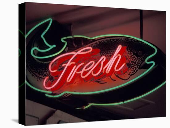 Fresh Fish Sign at Pike Place Market, Seattle, Washington, USA-Merrill Images-Stretched Canvas