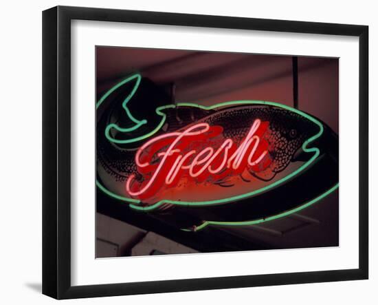 Fresh Fish Sign at Pike Place Market, Seattle, Washington, USA-Merrill Images-Framed Premium Photographic Print