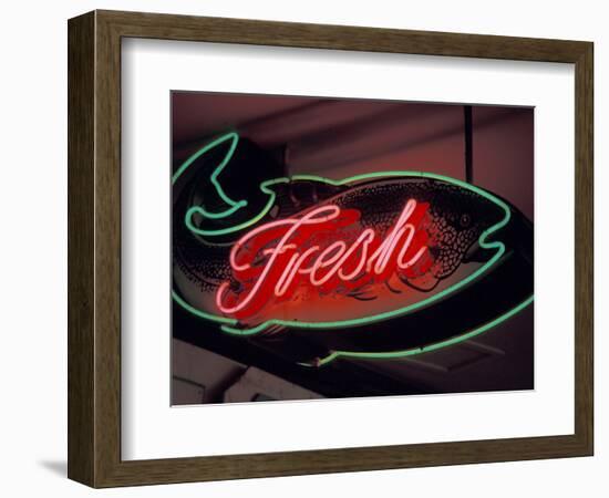 Fresh Fish Sign at Pike Place Market, Seattle, Washington, USA-Merrill Images-Framed Photographic Print