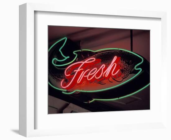 Fresh Fish Sign at Pike Place Market, Seattle, Washington, USA-Merrill Images-Framed Photographic Print