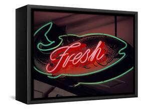 Fresh Fish Sign at Pike Place Market, Seattle, Washington, USA-Merrill Images-Framed Stretched Canvas