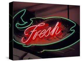 Fresh Fish Sign at Pike Place Market, Seattle, Washington, USA-Merrill Images-Stretched Canvas