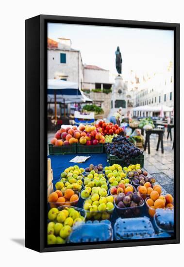 Fresh Fruit Stalls and Statue of Ivan Gundulic-Matthew Williams-Ellis-Framed Stretched Canvas