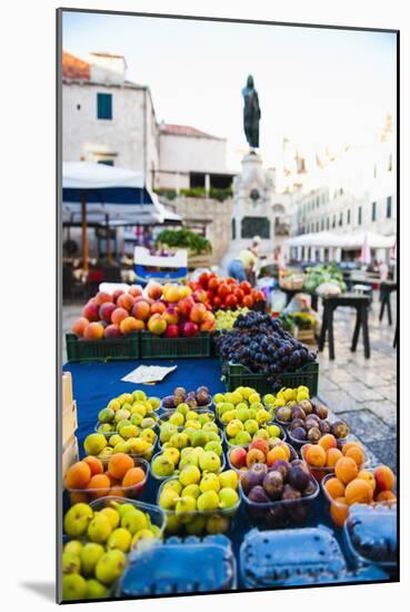 Fresh Fruit Stalls and Statue of Ivan Gundulic-Matthew Williams-Ellis-Mounted Photographic Print