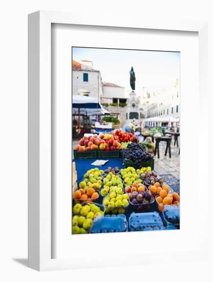 Fresh Fruit Stalls and Statue of Ivan Gundulic-Matthew Williams-Ellis-Framed Photographic Print