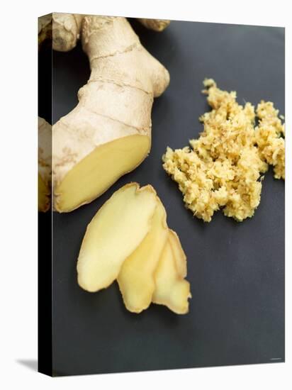 Fresh Ginger Root in Slices and Grated-Winfried Heinze-Stretched Canvas