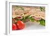 Fresh Ham and Cheese on White Sandwich in Rustic Kitchen Setting-Veneratio-Framed Photographic Print