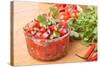 Fresh Hot Raw Salsa with Tomatoes, Onions, Chili and Cilantro-Olgany-Stretched Canvas