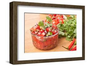 Fresh Hot Raw Salsa with Tomatoes, Onions, Chili and Cilantro-Olgany-Framed Photographic Print