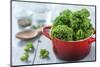 Fresh Kale in a Pot on Gray Wooden Table-Jana Ihle-Mounted Photographic Print