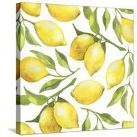 Fresh Lemons, Tree Branches, and Green Leaves-Maria Mirnaya-Stretched Canvas