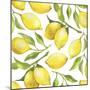 Fresh Lemons, Tree Branches, and Green Leaves-Maria Mirnaya-Mounted Art Print