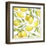 Fresh Lemons, Tree Branches, and Green Leaves-Maria Mirnaya-Framed Art Print