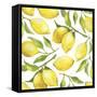 Fresh Lemons, Tree Branches, and Green Leaves-Maria Mirnaya-Framed Stretched Canvas