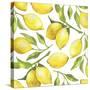 Fresh Lemons, Tree Branches, and Green Leaves-Maria Mirnaya-Stretched Canvas