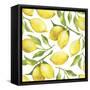 Fresh Lemons, Tree Branches, and Green Leaves-Maria Mirnaya-Framed Stretched Canvas