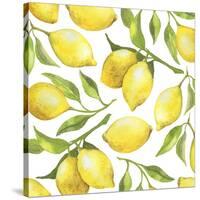 Fresh Lemons, Tree Branches, and Green Leaves-Maria Mirnaya-Stretched Canvas