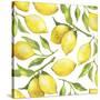 Fresh Lemons, Tree Branches, and Green Leaves-Maria Mirnaya-Stretched Canvas