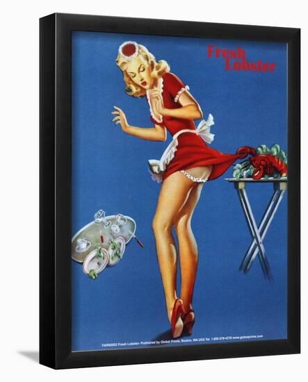 Fresh Lobster Blonde Waitress Pinched Retro Art Print Poster-null-Framed Poster