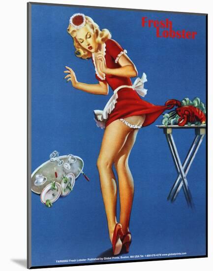 Fresh Lobster Blonde Waitress Pinched Retro Art Print Poster-null-Mounted Poster