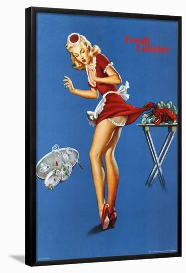 Fresh Lobster Blonde Waitress Pinched Retro Art Print Poster-null-Framed Poster