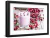 Fresh Made Cranberry Milkshake-HandmadePictures-Framed Photographic Print