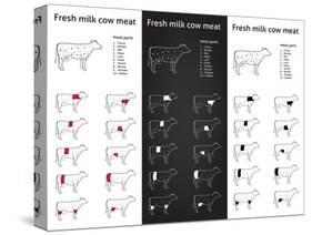 Fresh Milk Cow Meat Parts Icons for Packaging and Info-Graphic 1-ONiONAstudio-Stretched Canvas