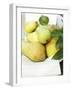 Fresh Pears with Leaves in Bowl-null-Framed Photographic Print