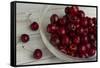 Fresh, Pitted Red Cherries in a Glass Bowl-Cynthia Classen-Framed Stretched Canvas