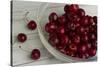 Fresh, Pitted Red Cherries in a Glass Bowl-Cynthia Classen-Stretched Canvas