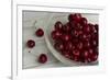 Fresh, Pitted Red Cherries in a Glass Bowl-Cynthia Classen-Framed Photographic Print