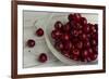 Fresh, Pitted Red Cherries in a Glass Bowl-Cynthia Classen-Framed Photographic Print