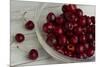 Fresh, Pitted Red Cherries in a Glass Bowl-Cynthia Classen-Mounted Photographic Print