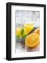 Fresh Pressed Orange Juice and Oranges-Jana Ihle-Framed Photographic Print