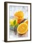 Fresh Pressed Orange Juice and Oranges-Jana Ihle-Framed Photographic Print