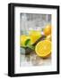 Fresh Pressed Orange Juice and Oranges-Jana Ihle-Framed Photographic Print